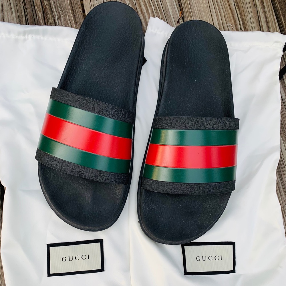 Gucci web slide sandal